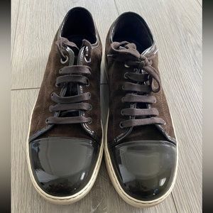 Lanvin Brown Calfskin Leather Low Top Sneakers